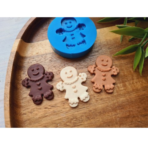 Silicone mold, Gingerbread man, style 2, girl, ~ 3*2.6 cm, H:0.4 cm