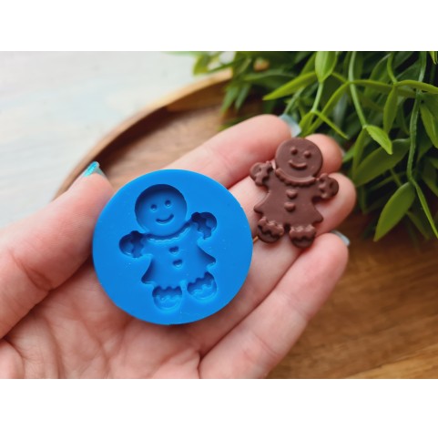 Silicone mold, Gingerbread man, style 2, girl, ~ 3*2.6 cm, H:0.4 cm