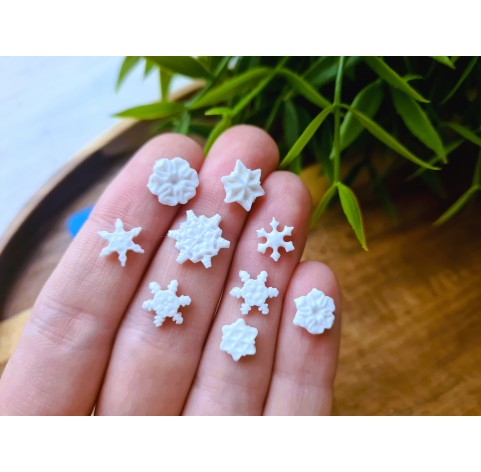 Silicone mold, Snowflake, style 7, mini, 9 elements, ~ 0.6-1 cm, H:0.1-0.2 cm