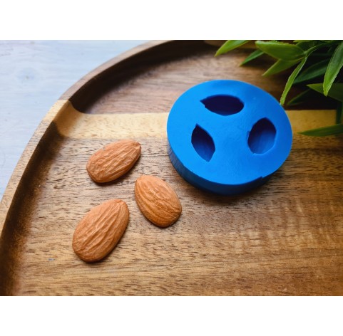 Silicone mold, Almond, style 2, 3 elements, ~ 2.1-2.3*1.4 cm, H:0.6 cm