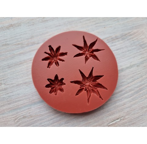 Silicone mold, Anise, style 3, 4 elements, ~ Ø 2.1-3.2 cm, H:0.5-0.7 cm