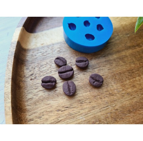 Silicone mold, Coffee bean, style 1, 6 elements, ~ 0.6*0.8-1 cm, H:0.3 cm