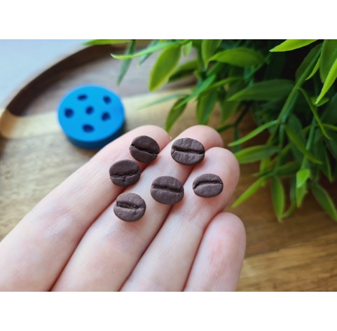 Silicone mold, Coffee bean, style 1, 6 elements, ~ 0.6*0.8-1 cm, H:0.3 cm