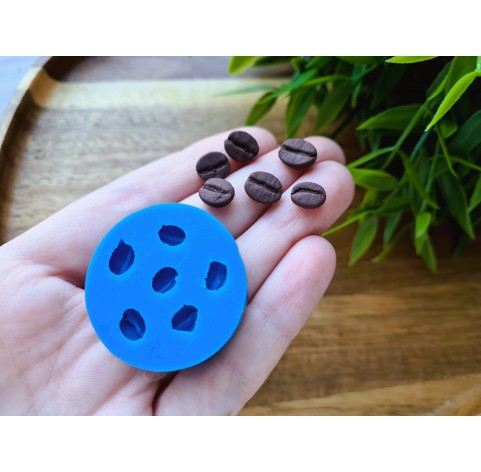 Silicone mold, Coffee bean, style 1, 6 elements, ~ 0.6*0.8-1 cm, H:0.3 cm