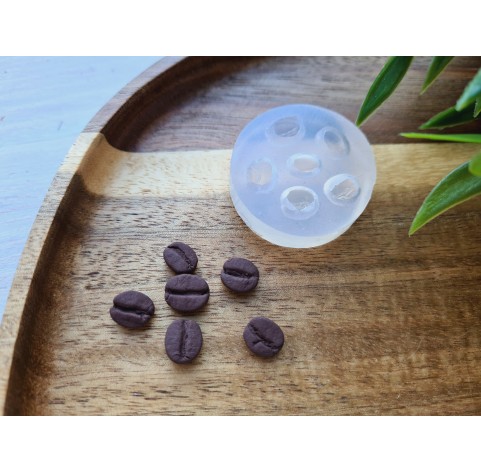 Silicone mold, Coffee bean, style 1, 6 elements, ~ 0.6*0.8-1 cm, H:0.3 cm