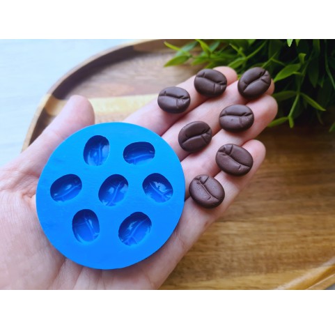 Silicone mold, Coffee bean, style 2, 7 elements, ~ 1.3*1.6 cm, H:0.6 cm