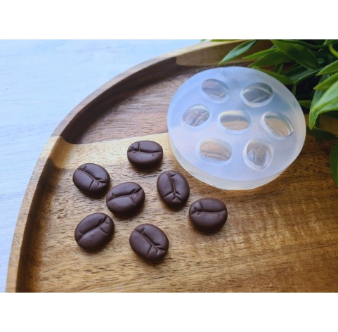 Silicone mold, Coffee bean, style 2, 7 elements, ~ 1.3*1.6 cm, H:0.6 cm