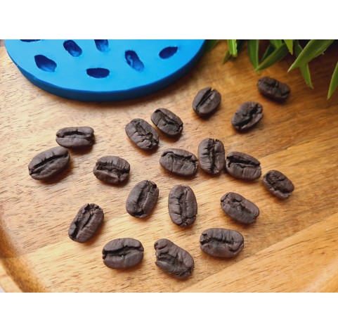 Silicone mold, Coffee bean, style 3, 18 elements, ~ 0.9-1.7 cm, H:0.6 cm