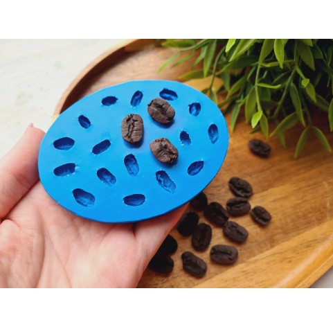 Silicone mold, Coffee bean, style 3, 18 elements, ~ 0.9-1.7 cm, H:0.6 cm
