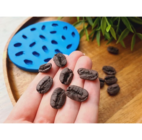 Silicone mold, Coffee bean, style 3, 18 elements, ~ 0.9-1.7 cm, H:0.6 cm