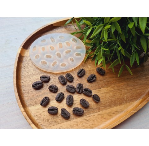 Silicone mold, Coffee bean, style 3, 18 elements, ~ 0.9-1.7 cm, H:0.6 cm