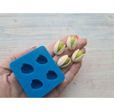 Silicone mold, Pistachios, style 2, 4 elements, ~ 1.5*2 cm, H:1.1 cm