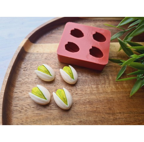 Silicone mold, Pistachios, style 2, 4 elements, ~ 1.5*2 cm, H:1.1 cm