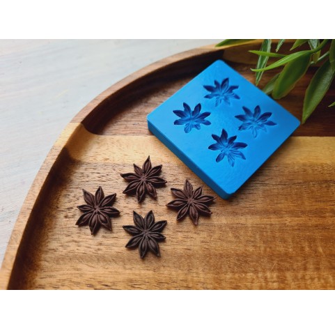 Silicone mold, Anise, style 4, 4 elements, ~ Ø 1.5-1.7 cm, H:0.2 cm