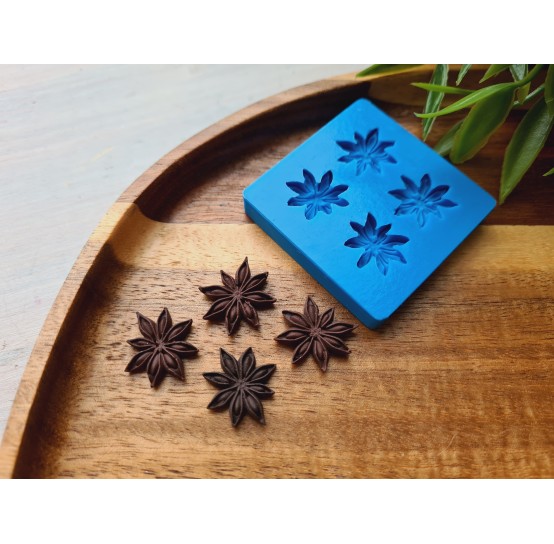 Silicone mold, Anise, style 4, 4 elements, ~ Ø 1.5-1.7 cm, H:0.2 cm