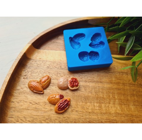 Silicone mold, Nuts set, style 4, 3 elements, ~ 1.3-2.2 cm, H:0.5 cm