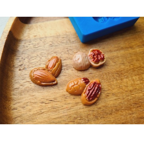 Silicone mold, Nuts set, style 4, 3 elements, ~ 1.3-2.2 cm, H:0.5 cm