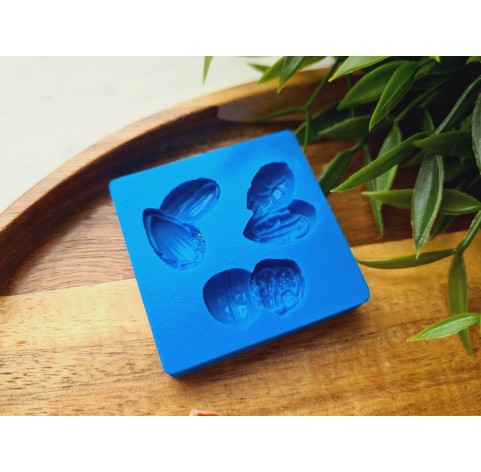 Silicone mold, Nuts set, style 4, 3 elements, ~ 1.3-2.2 cm, H:0.5 cm