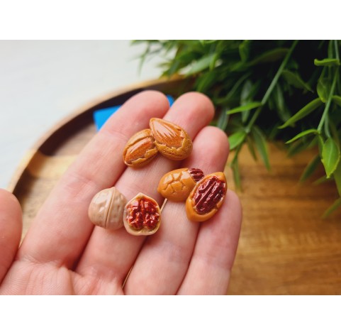 Silicone mold, Nuts set, style 4, 3 elements, ~ 1.3-2.2 cm, H:0.5 cm