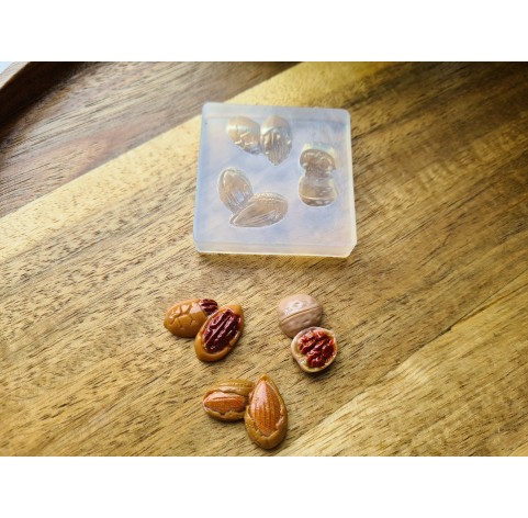 Silicone mold, Nuts set, style 4, 3 elements, ~ 1.3-2.2 cm, H:0.5 cm