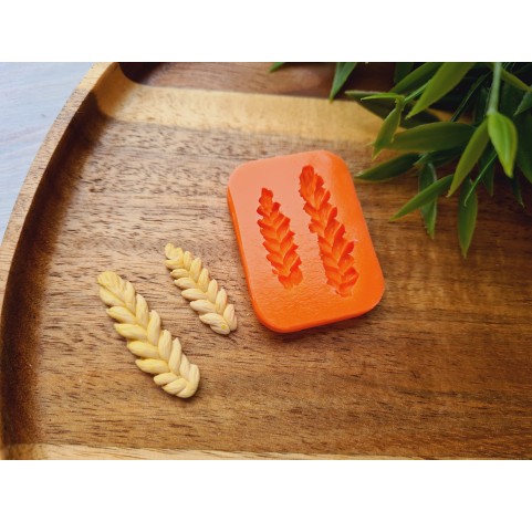 Silicone mold, Wheat branch, style 1, handmade, 2 elements, ~ 0.9*2.8 cm, 1.1*3.8 cm, H:0.3-0.4 cm