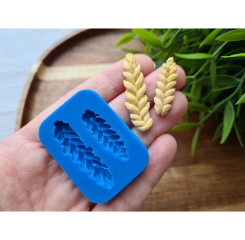 Silicone mold, Wheat branch, style 1, handmade, 2 elements, ~ 0.9*2.8 cm, 1.1*3.8 cm, H:0.3-0.4 cm