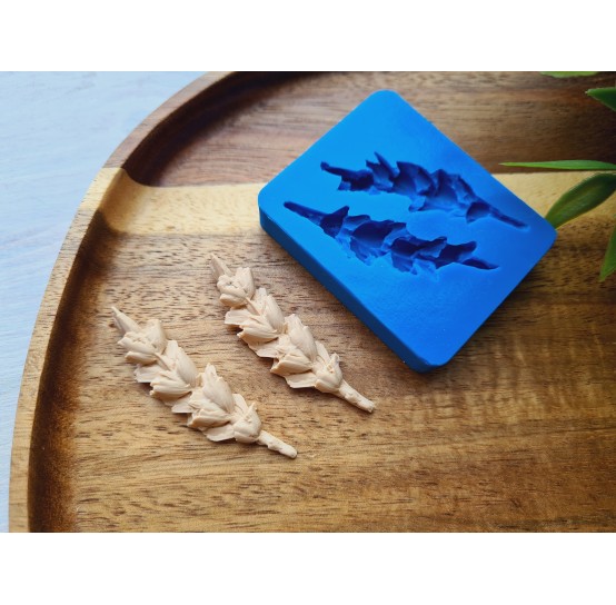 Silicone mold, Wheat branch, style 2, natural, 2 elements, ~ 1.3*5 cm, H:0.6 cm