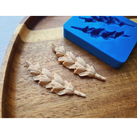 Silicone mold, Wheat branch, style 2, natural, 2 elements, ~ 1.3*5 cm, H:0.6 cm