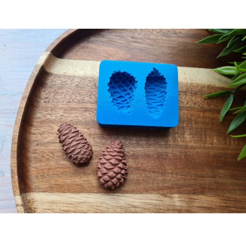 Silicone mold, Pine cone, style 4, 2 elements, ~ 2.1*3.3 cm, 1.7*3.4 cm, H:1.2-1.4 cm