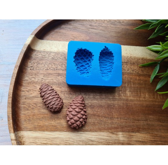 Silicone mold, Pine cone, style 4, 2 elements, ~ 2.1*3.3 cm, 1.7*3.4 cm, H:1.2-1.4 cm