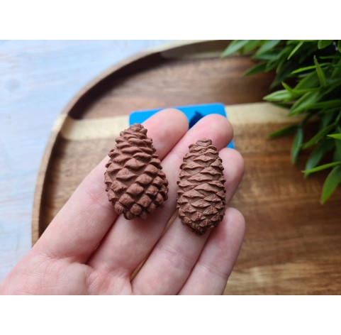 Silicone mold, Pine cone, style 4, 2 elements, ~ 2.1*3.3 cm, 1.7*3.4 cm, H:1.2-1.4 cm