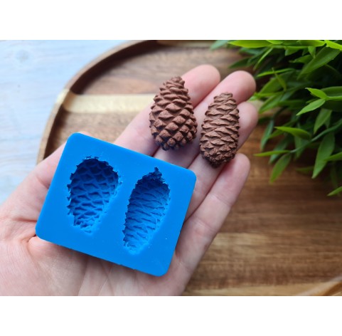 Silicone mold, Pine cone, style 4, 2 elements, ~ 2.1*3.3 cm, 1.7*3.4 cm, H:1.2-1.4 cm