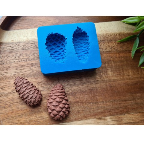 Silicone mold, Pine cone, style 4, 2 elements, ~ 2.1*3.3 cm, 1.7*3.4 cm, H:1.2-1.4 cm