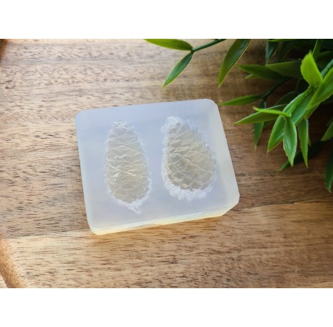 Silicone mold, Pine cone, style 4, 2 elements, ~ 2.1*3.3 cm, 1.7*3.4 cm, H:1.2-1.4 cm