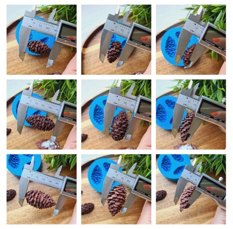 Silicone mold, Pine cone, style 5, 3 elements, ~ 2.9-4.6*1.7-2.6 cm, H:0.8-1.2 cm