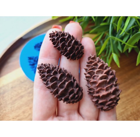 Silicone mold, Pine cone, style 5, 3 elements, ~ 2.9-4.6*1.7-2.6 cm, H:0.8-1.2 cm