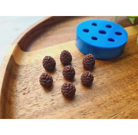 Silicone mold, Mini pine cone, style 8, 7 elements, ~ Ø 0.7-0.8 cm, H:0.8-0.9 cm