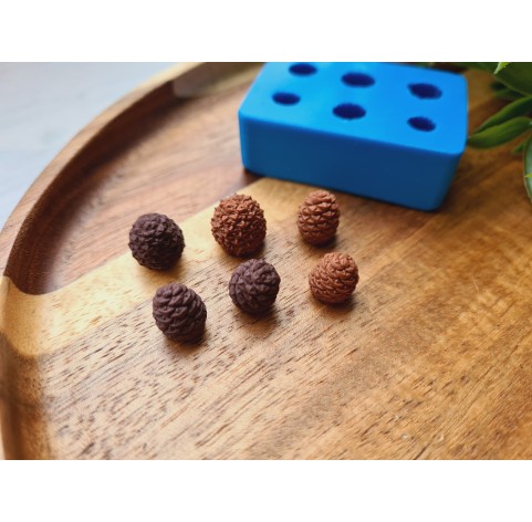 Silicone mold, Mini pine cone, style 9, 6 elements, ~ Ø 0.9-1.1 cm, H:0.9-1.1 cm