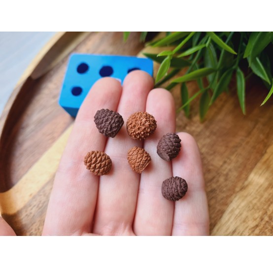 Silicone mold, Mini pine cone, style 9, 6 elements, ~ Ø 0.9-1.1 cm, H:0.9-1.1 cm