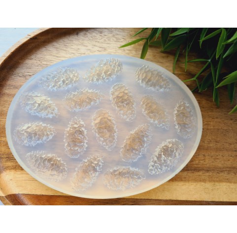 Silicone mold, Pine cone, style 10, 16 elements, ~ 1.7*2.9 cm, H:0.7-0.9 cm