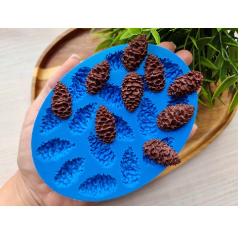 Silicone mold, Pine cone, style 10, 16 elements, ~ 1.7*2.9 cm, H:0.7-0.9 cm