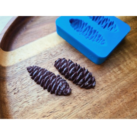 Silicone mold, Pine cone, style 13, 2 elements, ~ 1.4*3.7 cm, 1.4*3.4 cm, H:0.5-0.8 cm