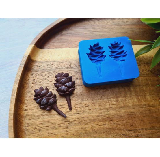 Silicone mold, Pine cone, style 14, 2 elements, ~ 3.5-3.7*1.7-1.9 cm, H:0.9-1 cm