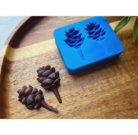 Silicone mold, Pine cone, style 14, 2 elements, ~ 3.5-3.7*1.7-1.9 cm, H:0.9-1 cm