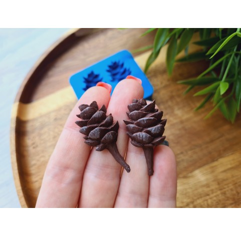 Silicone mold, Pine cone, style 14, 2 elements, ~ 3.5-3.7*1.7-1.9 cm, H:0.9-1 cm