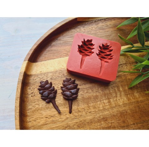 Silicone mold, Pine cone, style 14, 2 elements, ~ 3.5-3.7*1.7-1.9 cm, H:0.9-1 cm