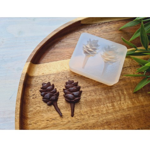 Silicone mold, Pine cone, style 14, 2 elements, ~ 3.5-3.7*1.7-1.9 cm, H:0.9-1 cm