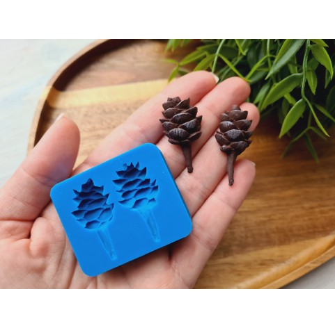 Silicone mold, Pine cone, style 14, 2 elements, ~ 3.5-3.7*1.7-1.9 cm, H:0.9-1 cm