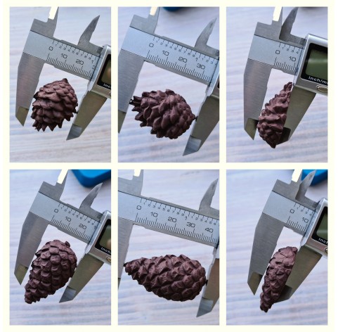 Silicone mold, Pine cone, style 15, 4 elements, ~ 1.7*2.5 cm, 1.9*3.2 cm, 2.7*3.5 cm, H:0.9-1.1 cm