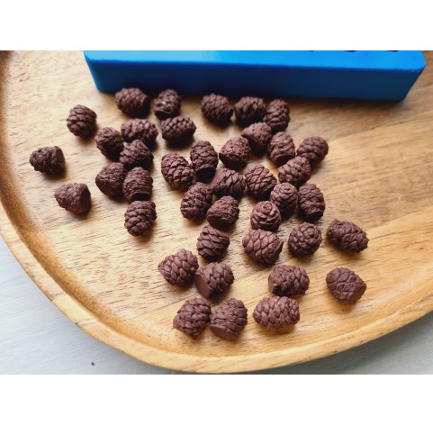 Silicone mold, Mini pine cone, style 17, 40 elements, ~ Ø 0.8 cm, H:0.9-1.1 cm